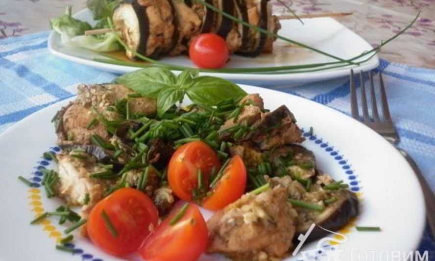 Рецепт баклажановых конфеток с курицей