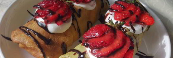 блинчики с клубникой и заварным кремом