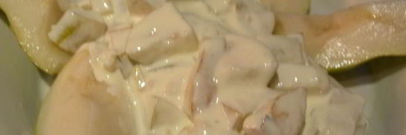 курица с крем-чизом, грушами и имбирем