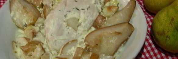курица с крем-чизом, грушами и имбирем