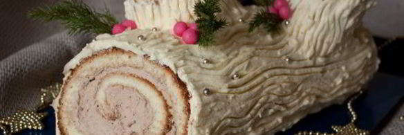 рулет рождественское полено с кремом из белого шоколада