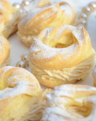 Заварные колечки с творожным кремом