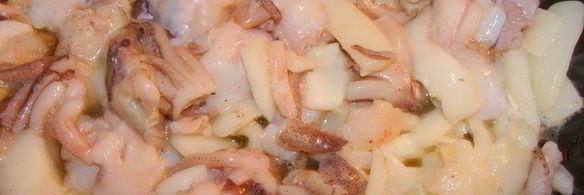 мильфей из баклажанов с морепродуктами