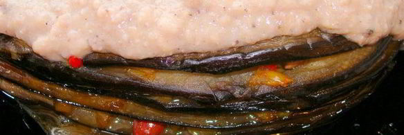 мильфей из баклажанов с морепродуктами