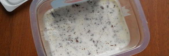 сливочное мороженое с кусочками шоколада и карамельным соусом