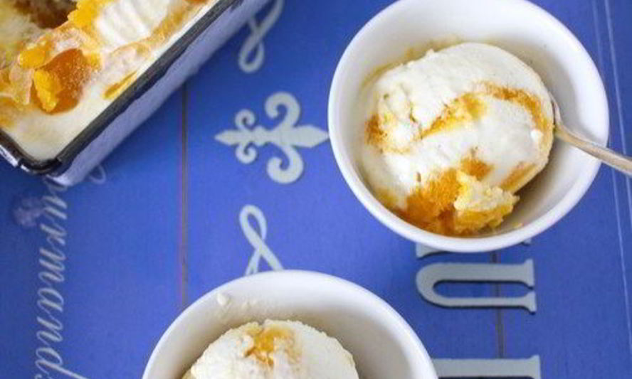 Рецепт ванильного мороженого с шафраново-манговой прослойкой