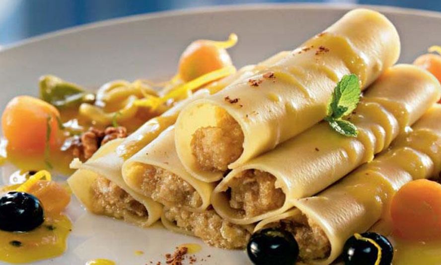 Рецепт каннеллонь с фруктовым муссом