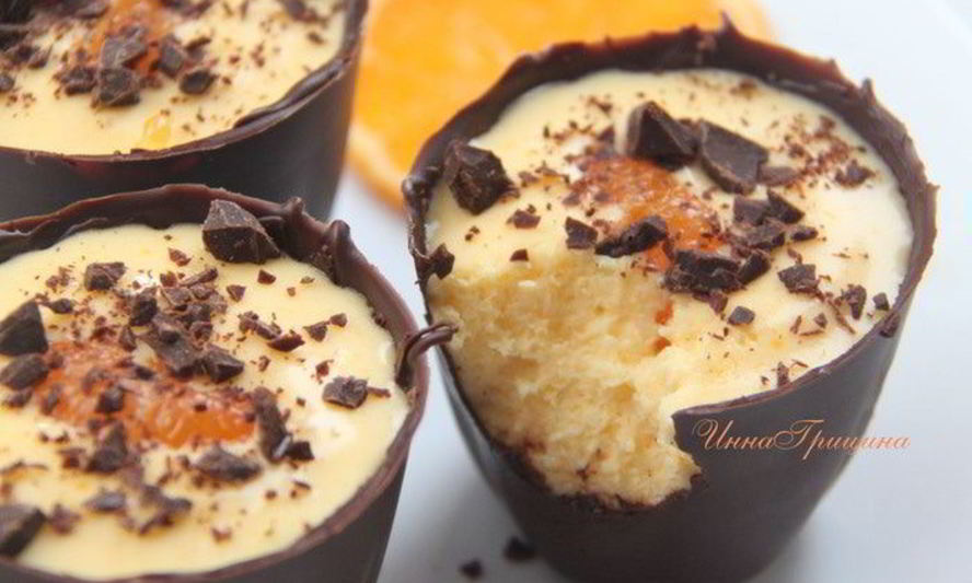 Рецепт мусса из клементинов в шоколадном стаканчике