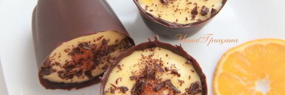 мусс из клементинов в шоколадном стаканчике