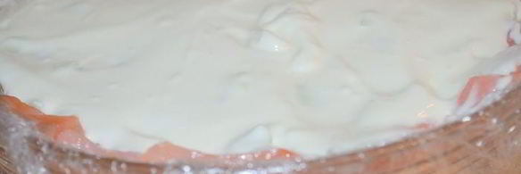 праздничный цукотто из форели с нежнейшим креветочным муссом, огурцом и сливочным кремом