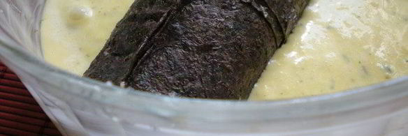 рыбный террин с креветочным муссом на подушечке из брокколи