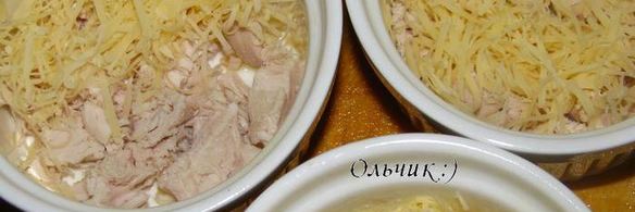 нежное овощное суфле с курицей и сыром