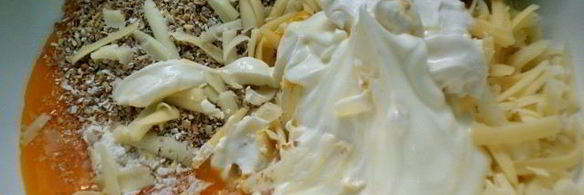 жюльен-суфле с языком и кабачком