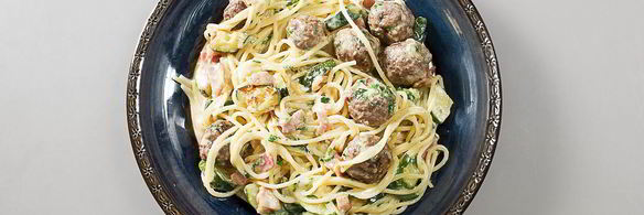 карбонара с цукини и фрикадельками