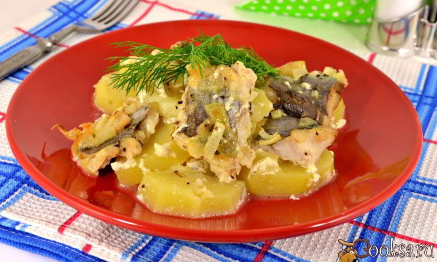 Рецепт картофеля с рыбой в молочном соусе