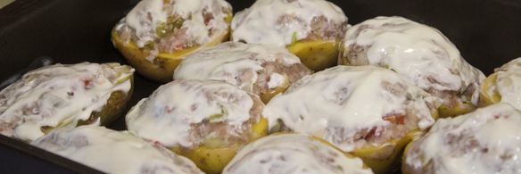 картофельные лодочки в духовке с начинкой фаршем