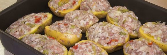 картофельные лодочки в духовке с начинкой фаршем
