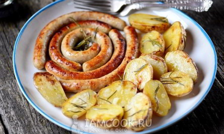 Рецепт картошки с колбасой в духовке