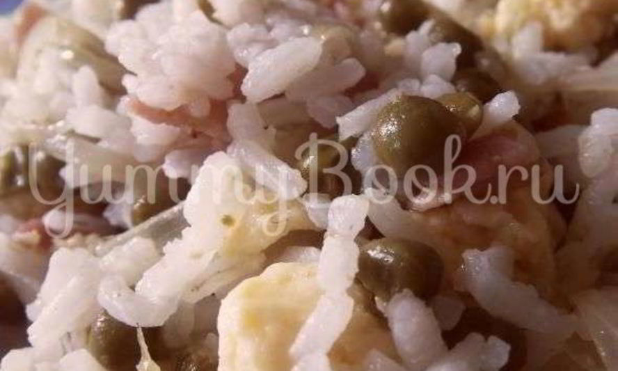 Рецепт риса с горошком, ветчиной и яйцами