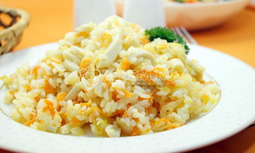 Рецепт риса с кальмарами