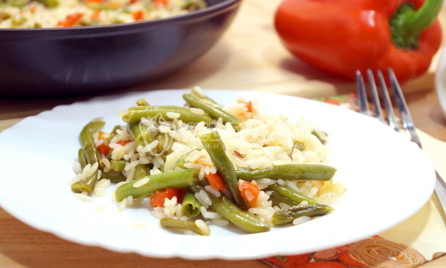 Рецепт риса с овощами и стручковой фасолью