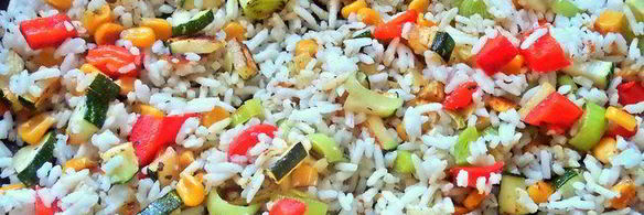 рис с овощами и ветчиной