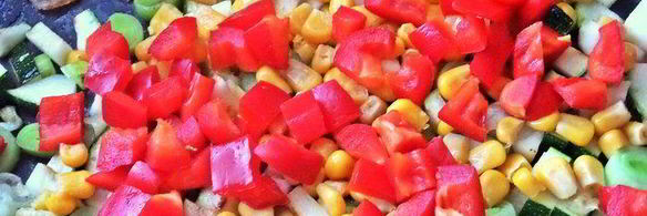 рис с овощами и ветчиной