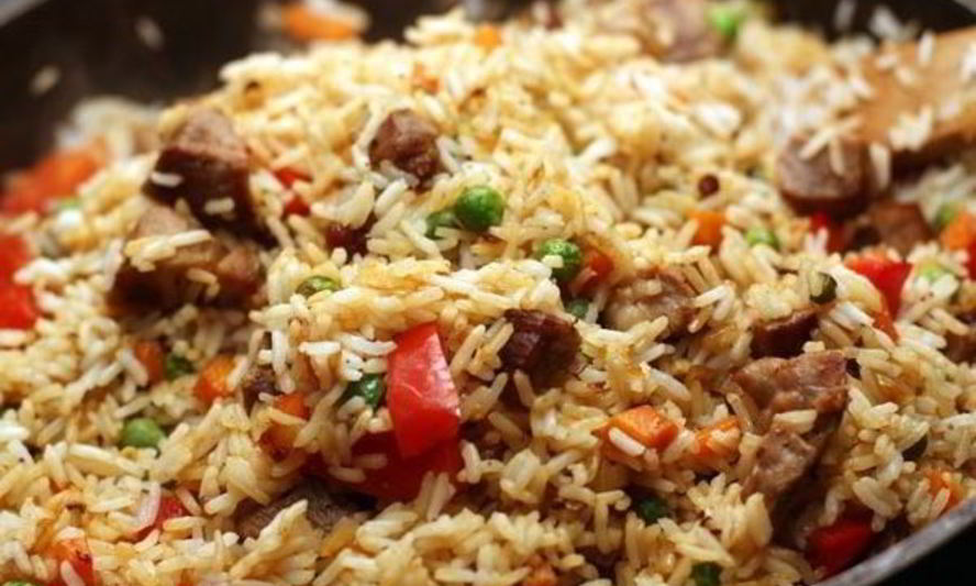 Рецепт риса со свининой и овощами