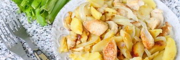 жареная картошка с курицей
