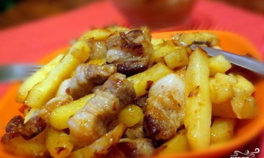 Рецепт жареной картошки с салом и луком