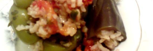 долма с баклажаном и болгарским перцем