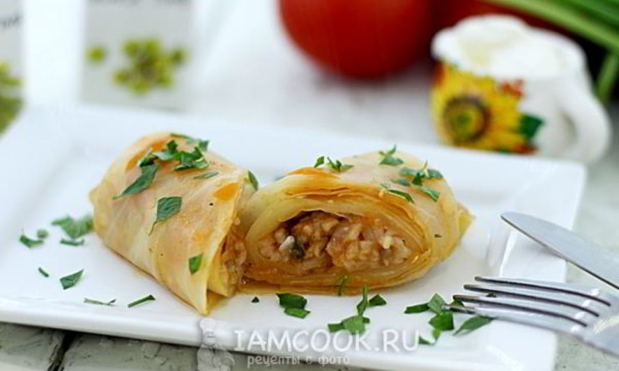 Рецепт постных голубцов с грибами и рисом