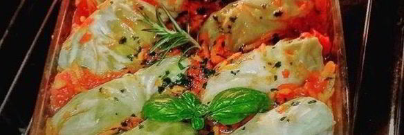 запеченные голубцы с зеленой гречкой и тофу