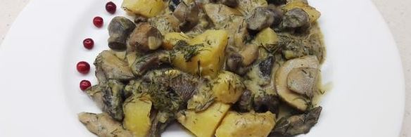 грибы в сметане с картофелем