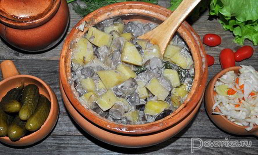 Рецепт лесных грибов с картофелем в горшочках