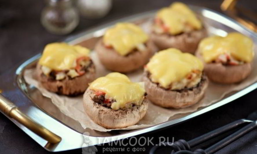 Рецепт шампиньонов, фаршированных снежным крабом