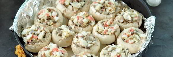 шампиньоны, фаршированные снежным крабом