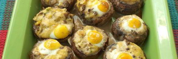 шампиньоны запеченные с перепелиными яйцами