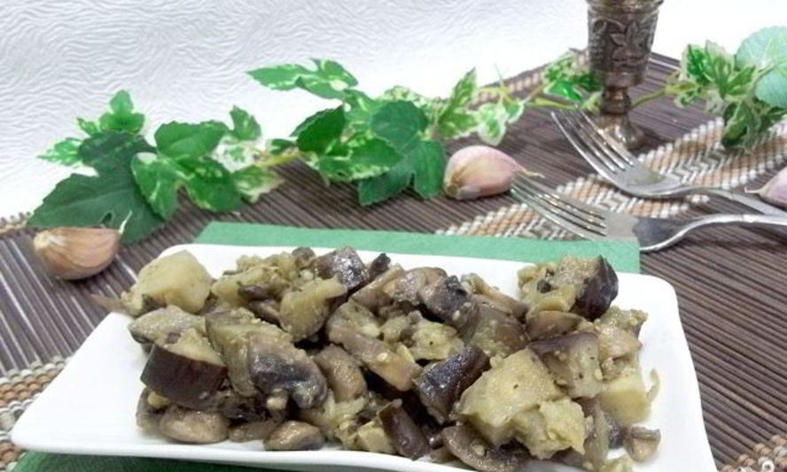 Рецепт жареных грибов с баклажанами