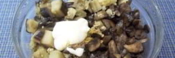 жареные грибы с баклажанами