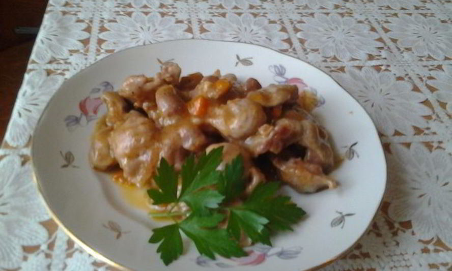 Рецепт гуляша из куриных желудков