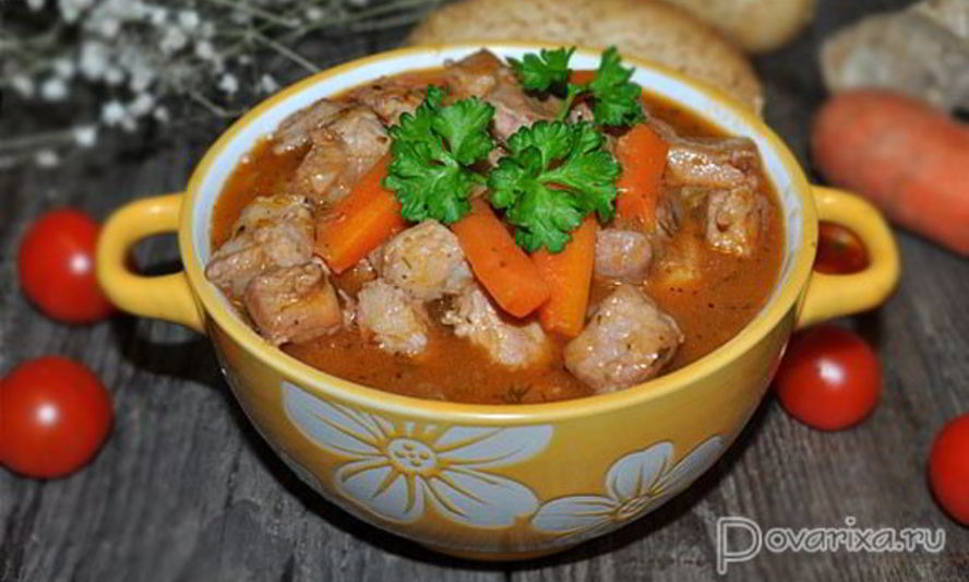 Рецепт гуляша из свинины с вином