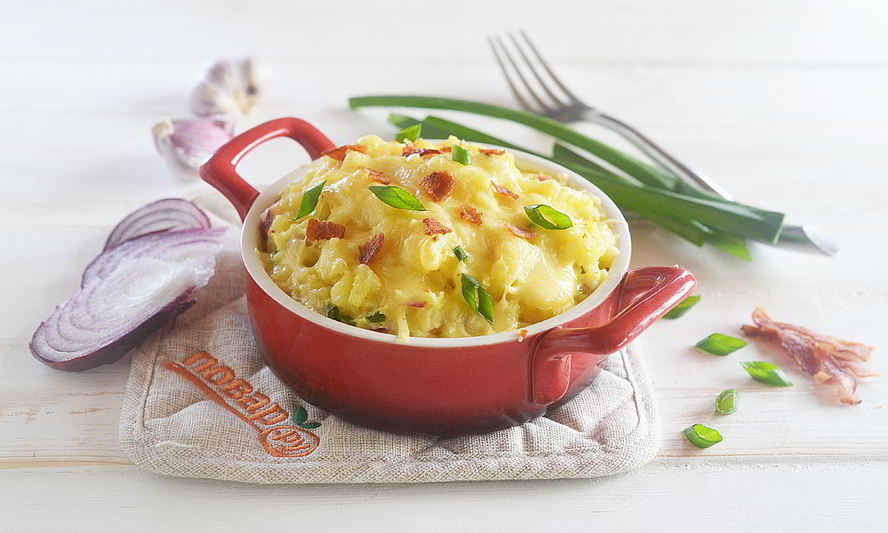 Рецепт картофельного пюре с беконом и сыром