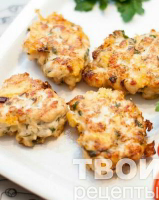 Рубленные куриные котлетки с сыром и зеленью