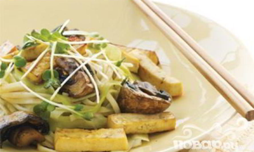 Рецепт лапши с тофу и грибами