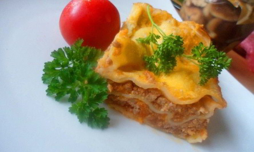 Рецепт лазаний с мясным фаршем и овощами