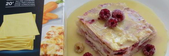 лазанья с творогом и малиной