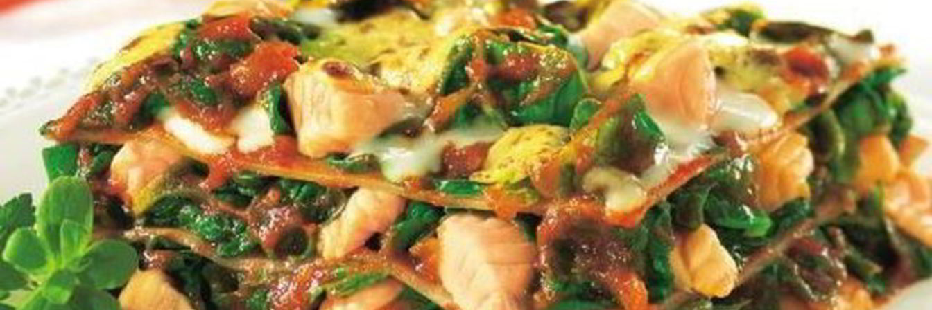 Лазанья со шпинатом и семгой