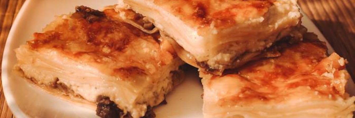 Лазанья сырная с грибами