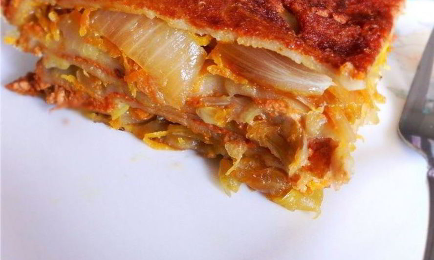 Рецепт русской лазанья с квашеной капустой и ореховым соусом